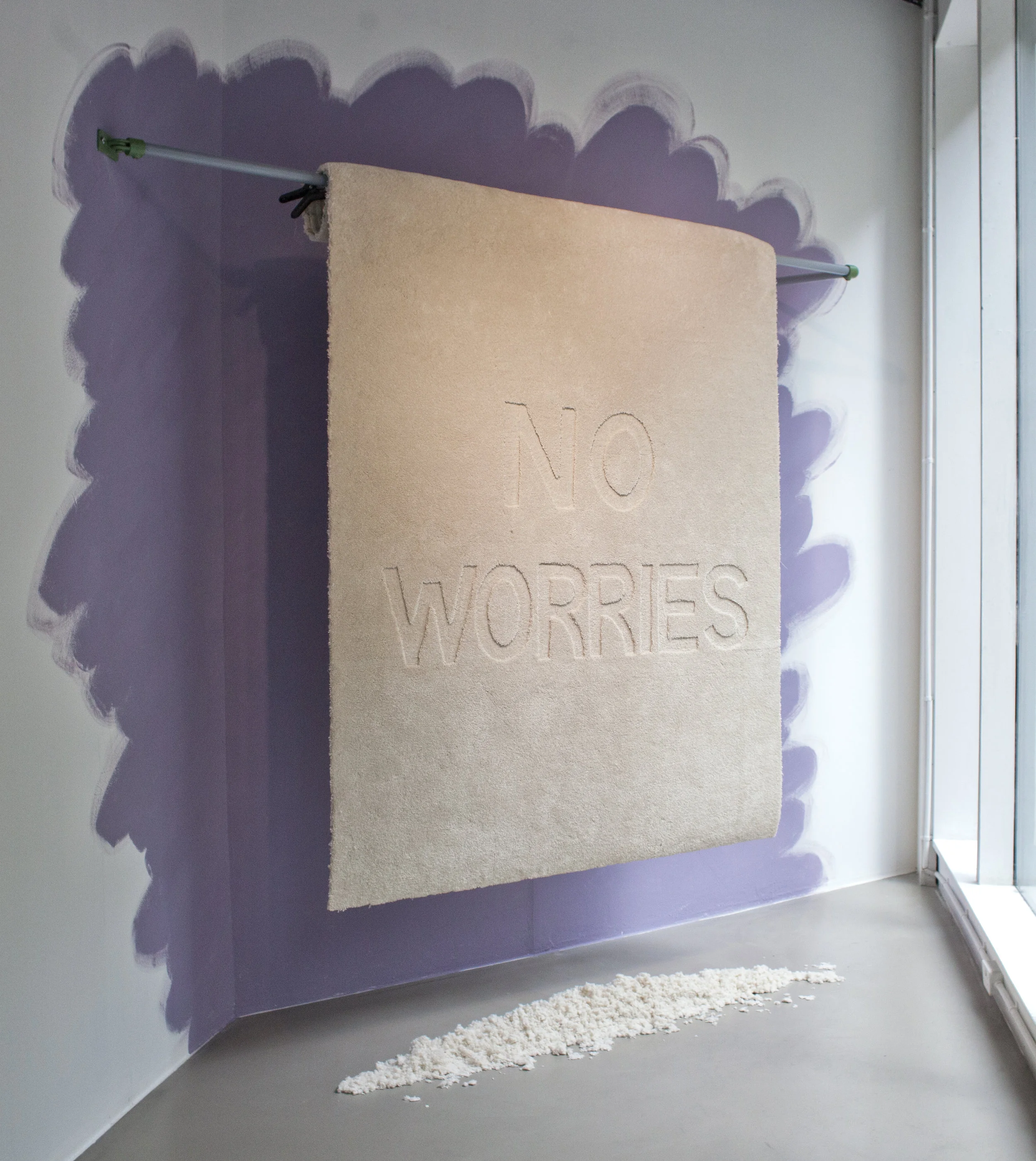 ,babe, ,220x 292x62(cm), carpet, spray painted steel, tube clamps and paint, 2018
