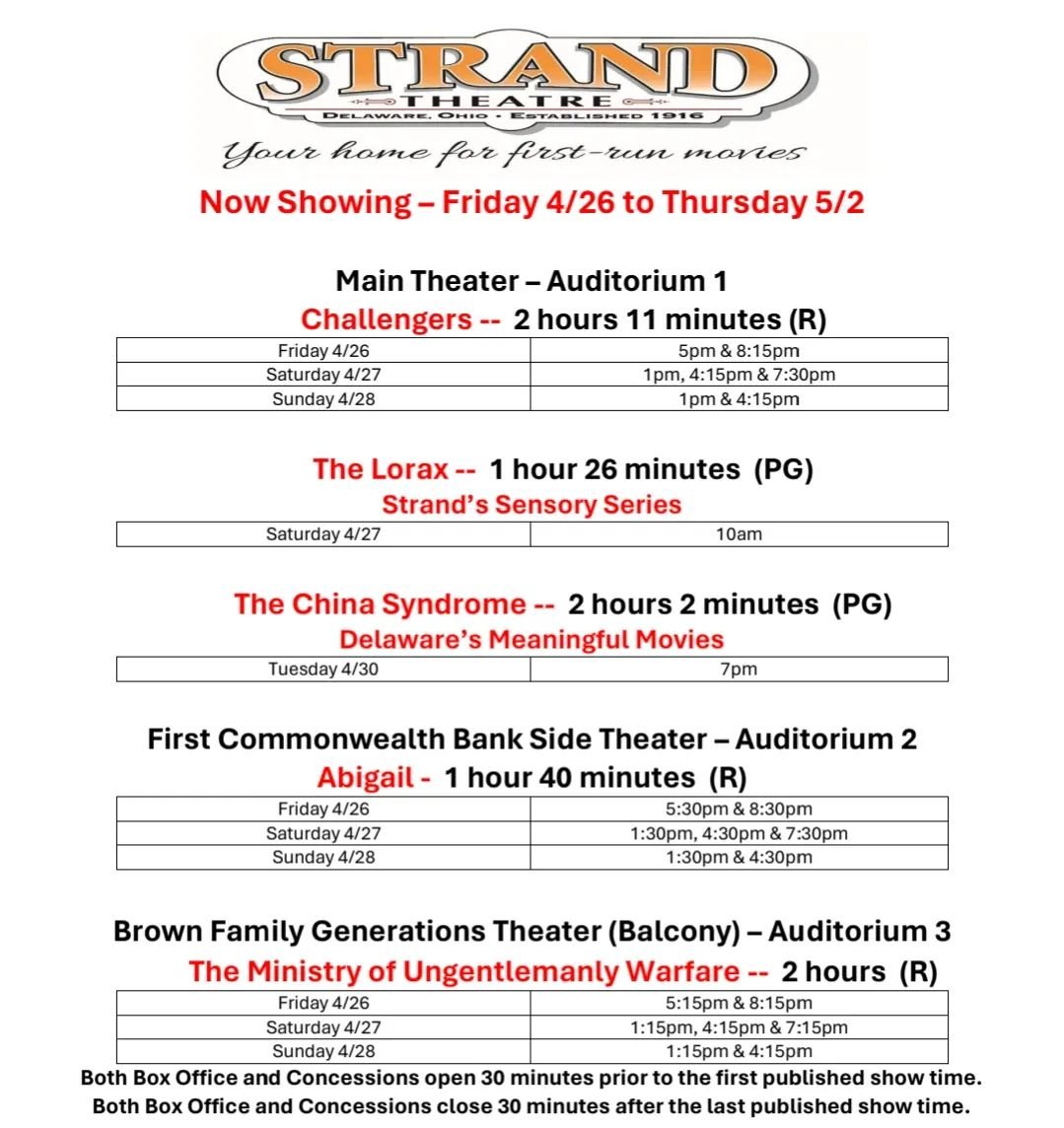 Plan your movies for the week.
Don't forget &quot;Metropolis&quot; (1927) silent film with live organ music tomorrow, April 23rd.
TheStrandTheatre.net
