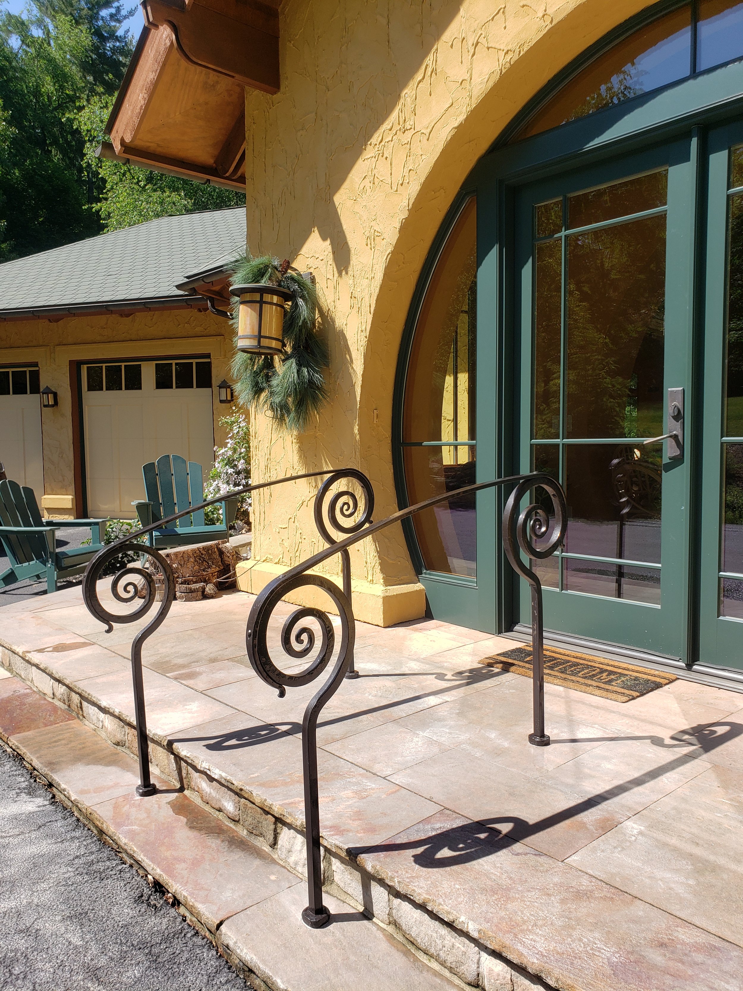 A railing at a private residence in York, PA Hand forged. Damselfly Forge - damselflyforge.com.jpg
