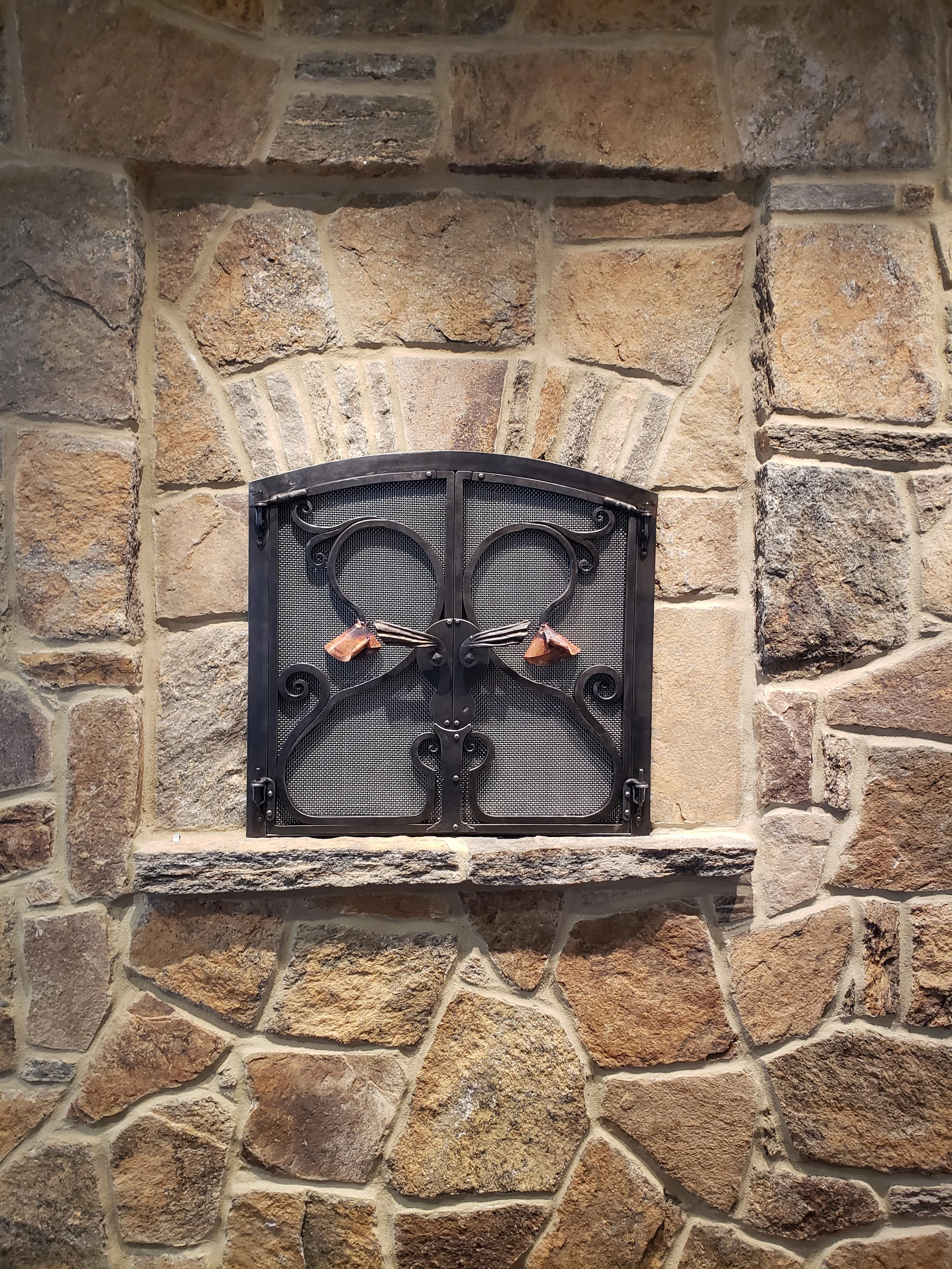 Fireplace Screen, Copper and Iron, Hand Forged by Derick Kemper at Damselfly Forge  –  Damselflyforge.com.jpg