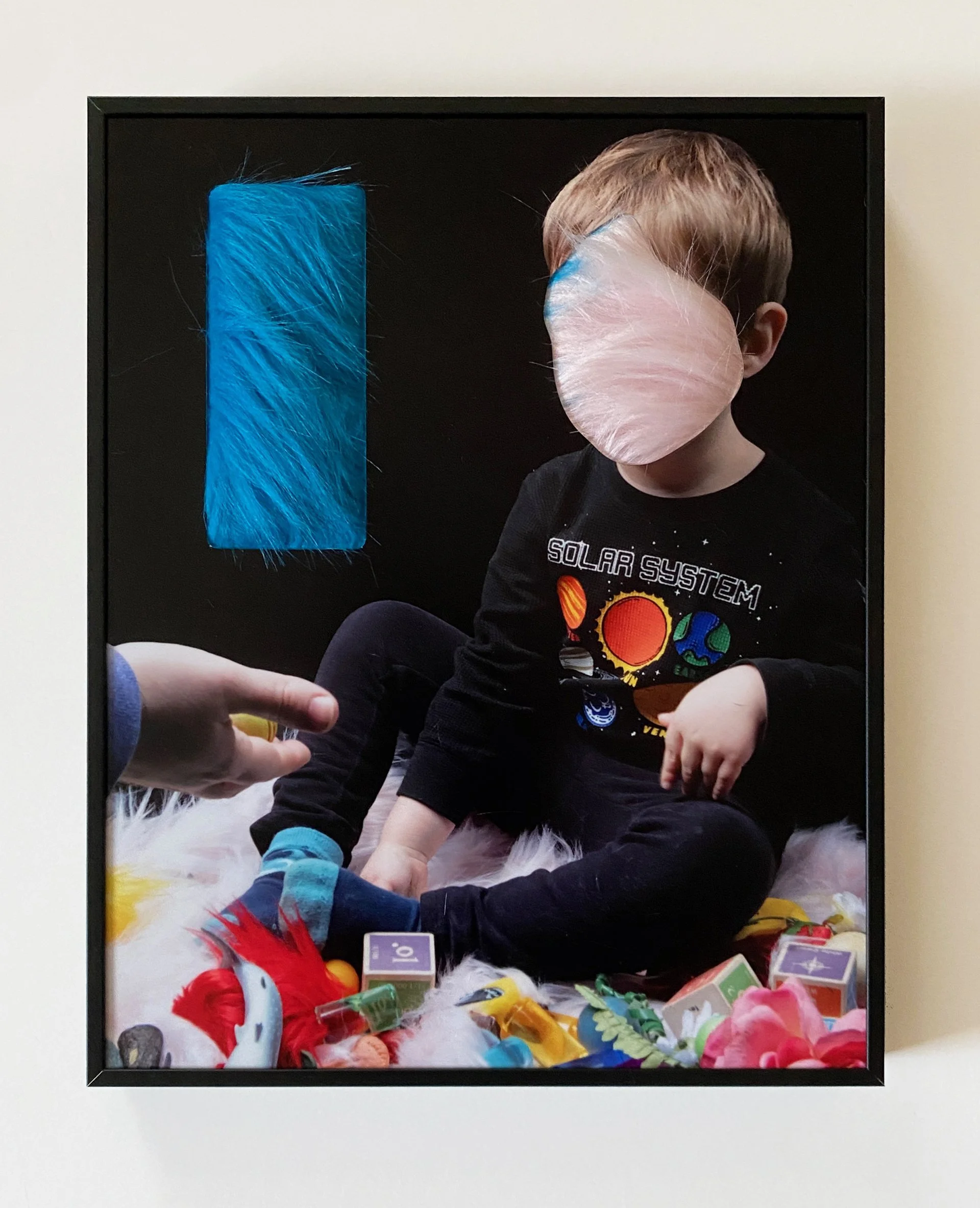 At the edge of the universe, dye sublimation on aluminum print with faux fur, 8" x 10," 2026