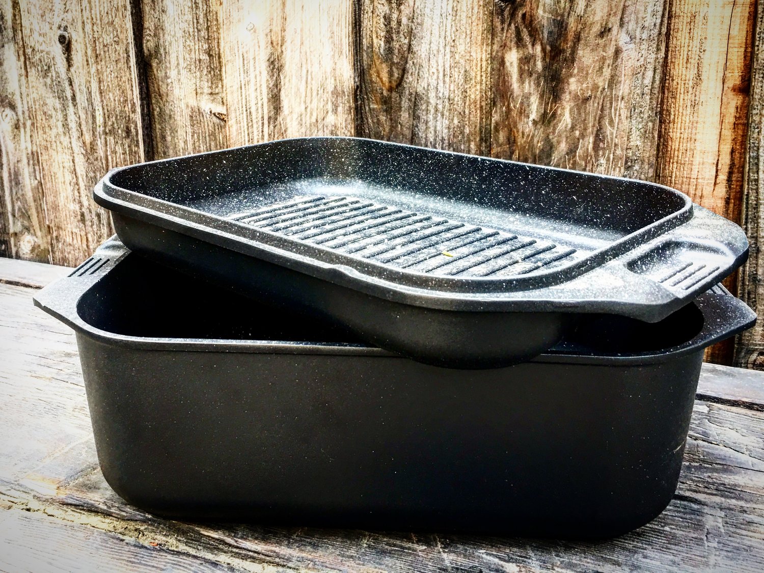 I used the top of the EuroCAST double-roaster. Our most versatile tool, it has induction-ready plates on both bottom and top for fast, energy-friendly, eco-friendly, non-toxic cooking on modern induction plates.