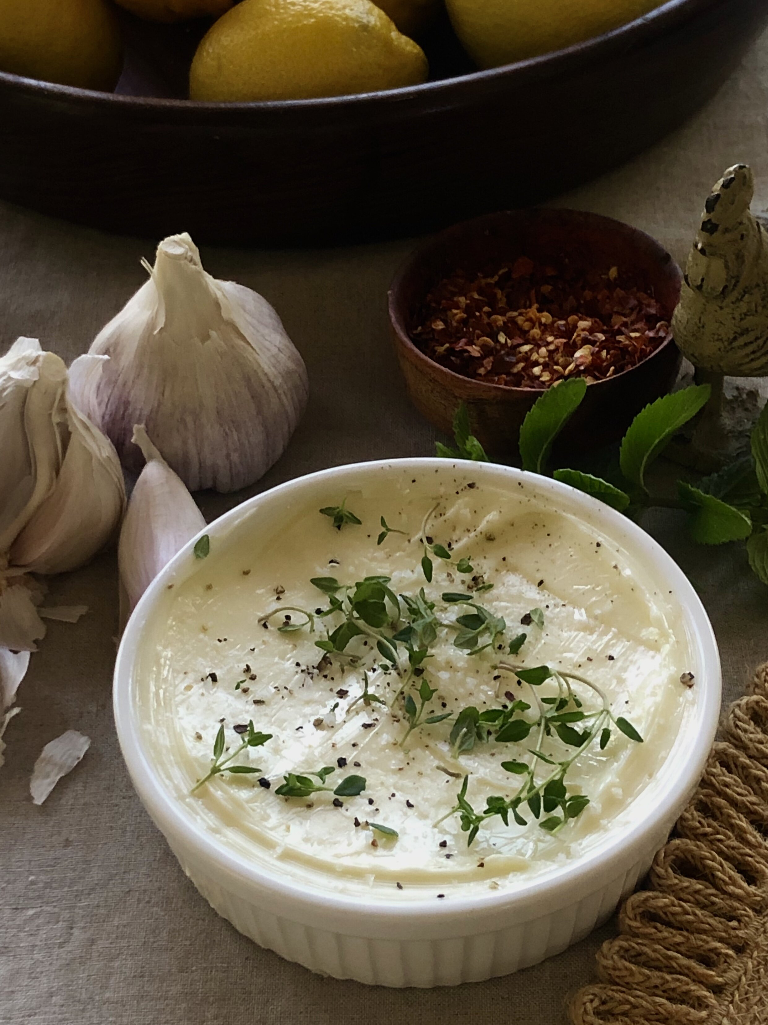 Delicate thyme and roasted garlic compound butter makes just everything more delicious.