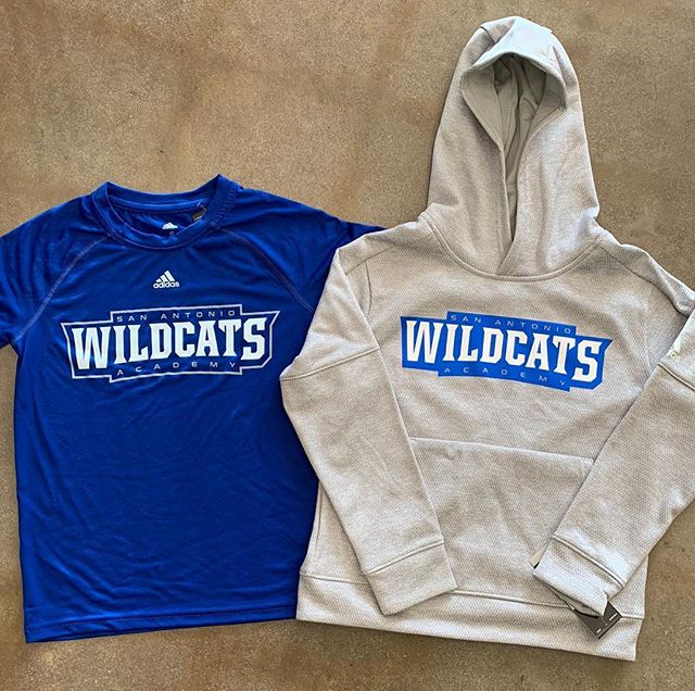 Just in!! @sa_academy hoodies and short sleeve climalite shirts! Come grab them before they are gone. #sanantonioacademy #vivrouxsports #adidas