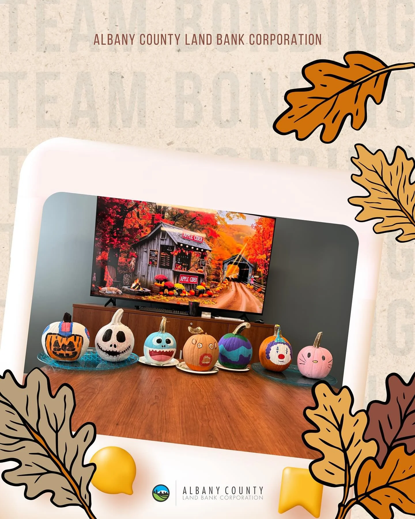 A few weeks ago, the ACLB team wrapped up October with some much-needed team bonding &mdash; pumpkin-painting edition! 🎃✨

From spooky to sweet, everyone brought their creativity to the table. Which pumpkin is your favorite? 🍂👀

#AlbanyCountyLandB