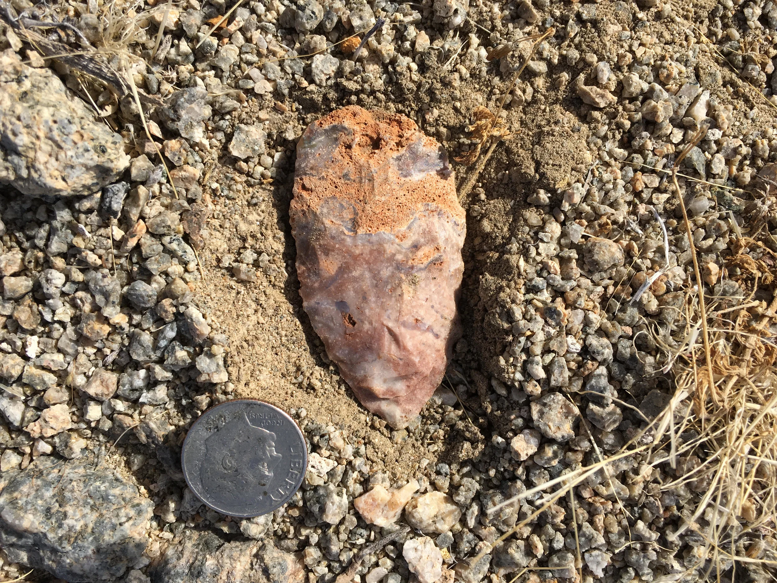Unfinished projectile point at an archaeological site where spectroradiometerdata were gathered.