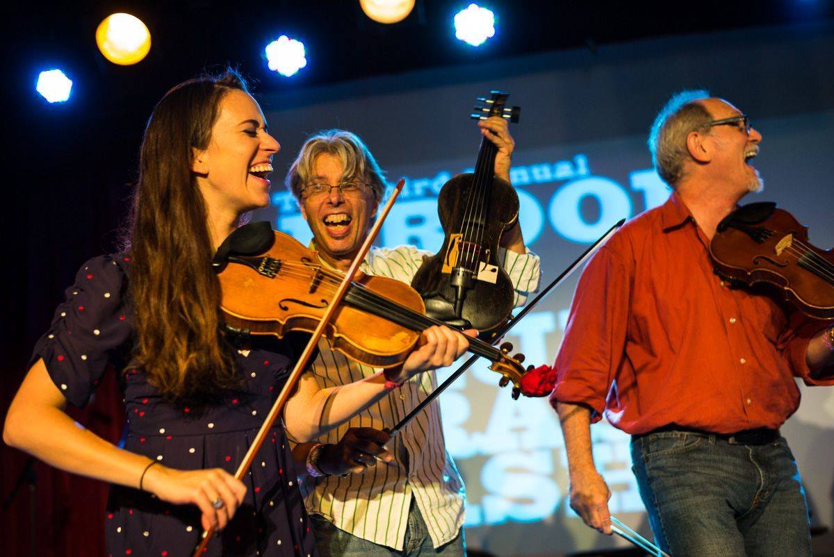 Brittany, Darol Anger, and Bruce Molsky. Photo by Jacob Blickenstaff, from the Brooklyn Bluegrass Bash 2014.