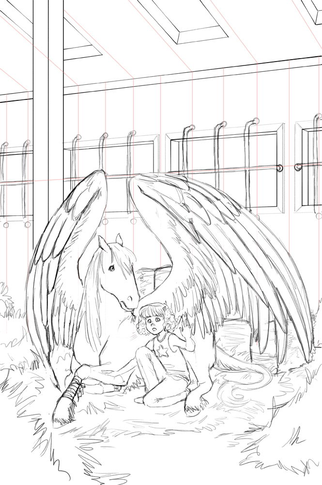 Hay Girl Hay! Since they're in a barn! I don't apologize for my puns. Pencils stage.
