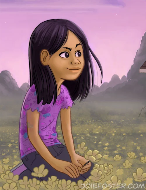 Some close-up detail of the girl in the flowers!