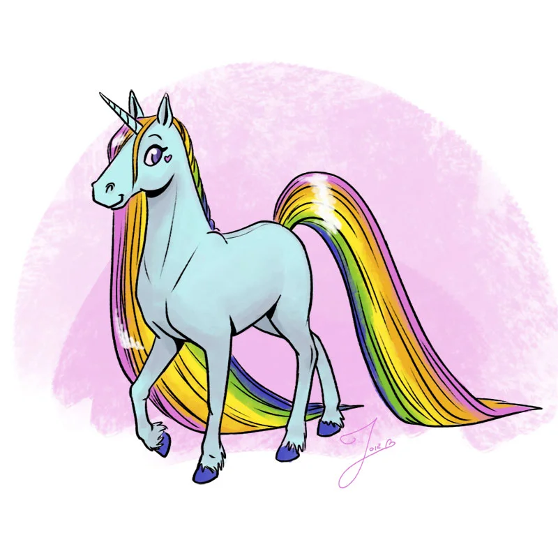 Prismacorn believes every hue of conspiracy theory. Once convinced that rain is actually the sky whizzing on the ground, she made it her personal mission to appear after storms to signal an end to the soiling. She is, unfortunately, very gullible. Her agent plastered her likeness on everything from nightlights to beach towels, and poor Prismacorn doesn't receive any royalties. It's probably for the best, as she'd spend her money on made up things, like Bitcoin.