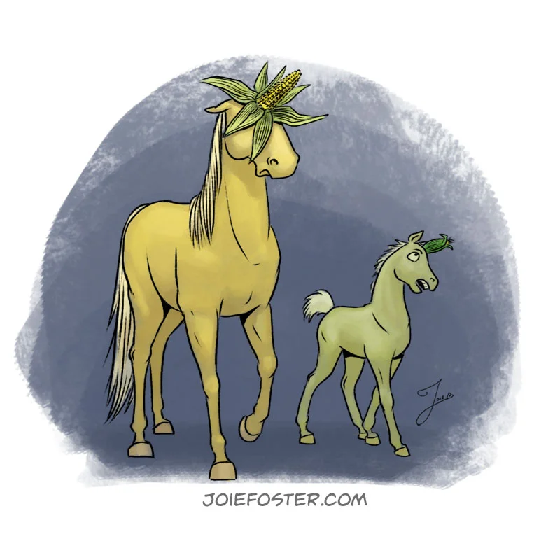 Known to be meticulously orderly, the Cornicorn lives in perfect rows. Every autumn, in a most odd ritual, the herd is known to form a maze for the enjoyment of very young or very intoxicated humans. Their magic, as is self-evident, is omniscience. Unfortunately, due to the ridiculous nature of its face ornamentation, no one takes their foresight seriously and that's how we end up with things like Crystal Pepsi and the Zune.