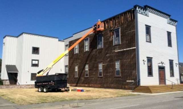 Work on the Floyd Norgaard center in Stanwood received $30,000 worth of grant money to restore one side of the building