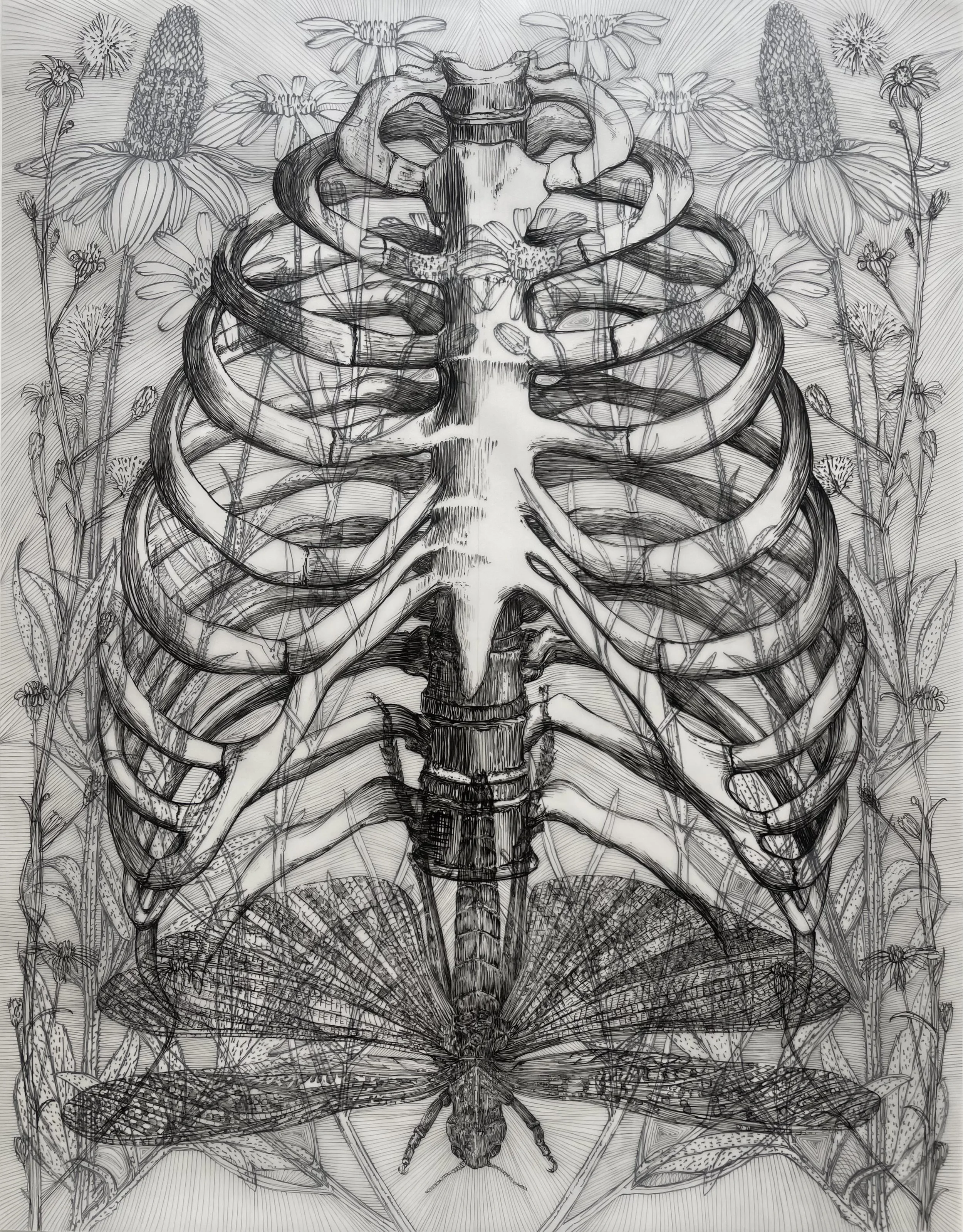 Ribcage with Wildflowers