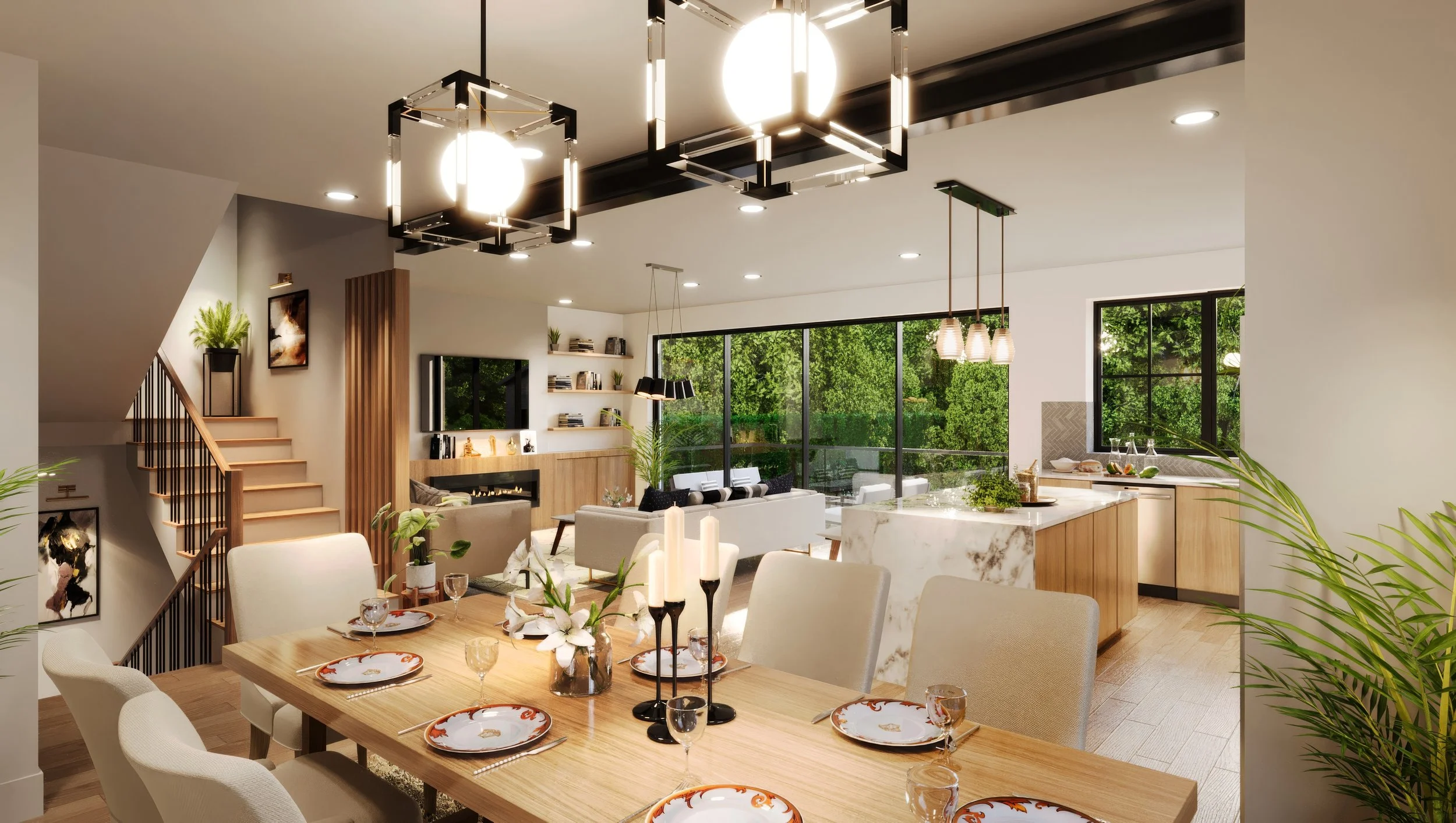 Open-plan kitchen, dining and living space at 180 Forest Hill Avenue
