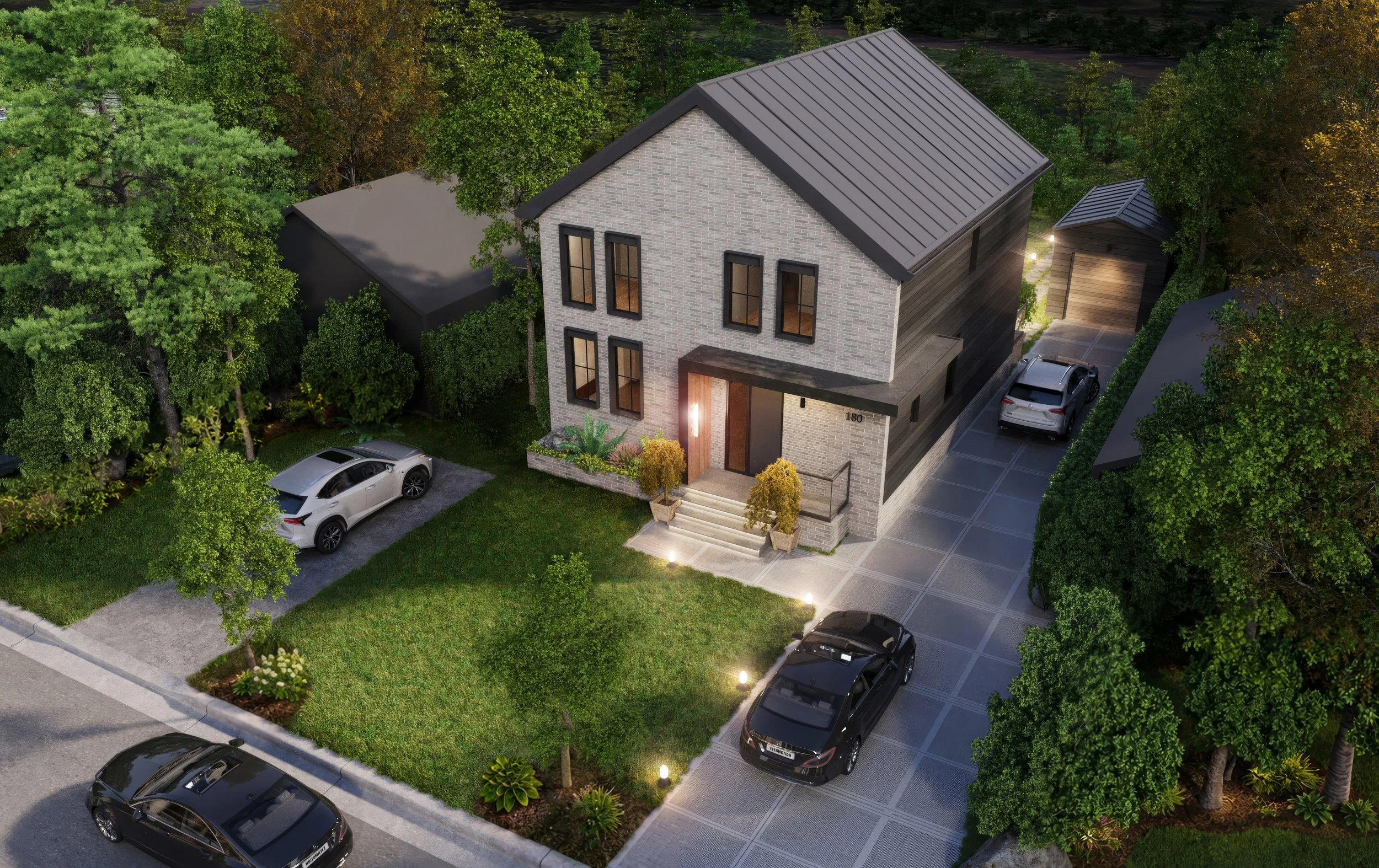 Front exterior rendering of 180 Forest Hill Avenue residential renovation in London, Ontario