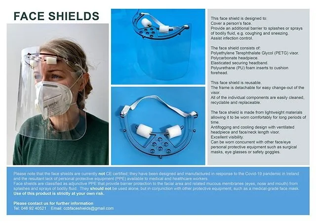 We have left our comfort zone of wood and glass and entered the world of plastics. 
We have researched materials and made many prototypes over the past couple of weeks and we have eventually come up with a design for a face shield, which we are now m