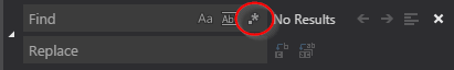Activate regular expressions in the Visual Studio Code search