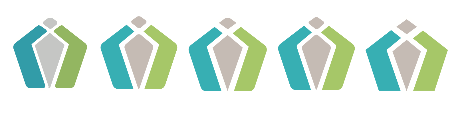 Symbol refinement. The shapes represent two pieces: the government and the health care industry coming together to support the individual who brings them together.