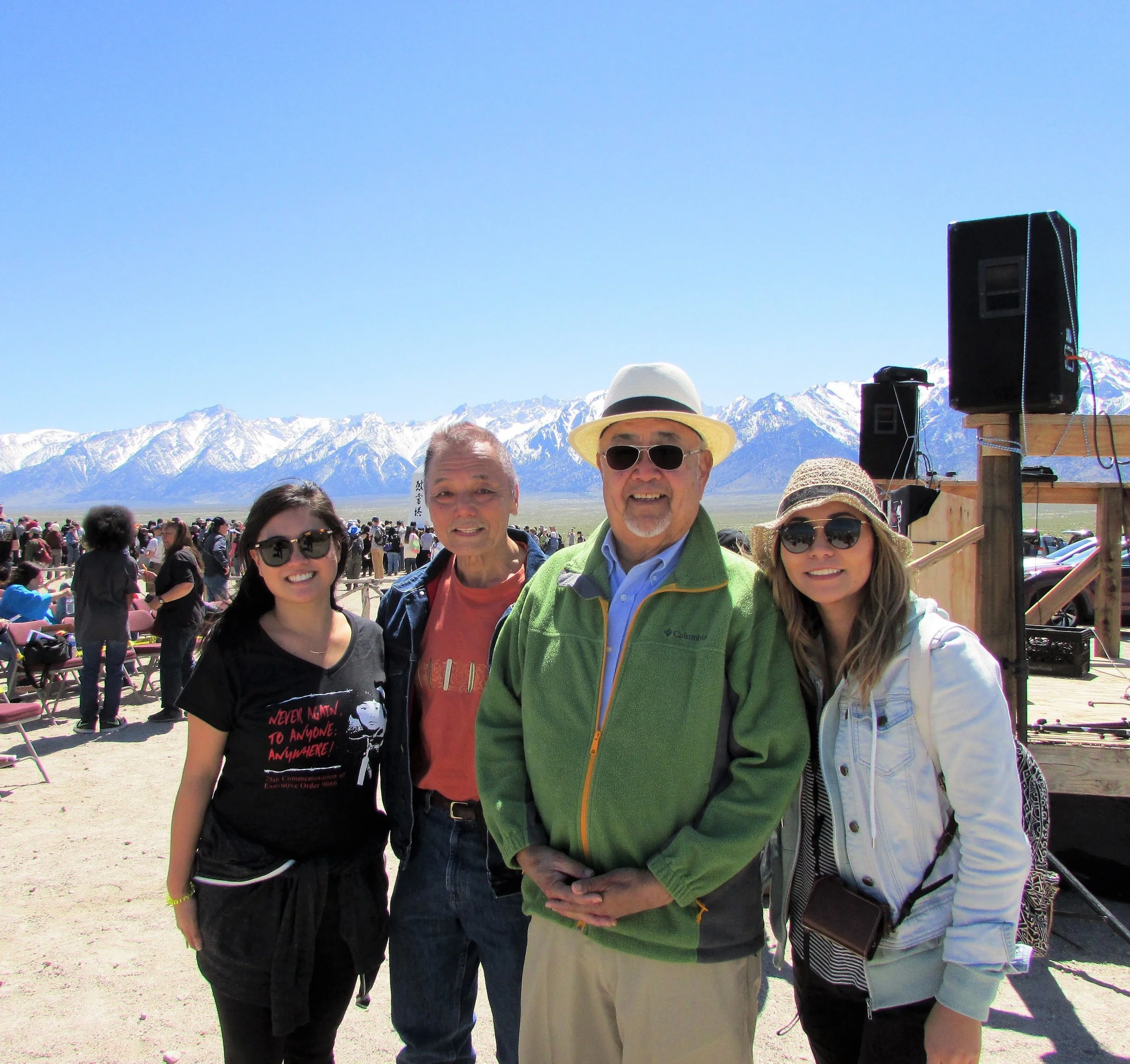 2017 Manzanar Pilgrimage- (from left to right) Amy Watanabe, Keith Kawamoto, Hon. Warren Furutani, Annia Yoshizumi