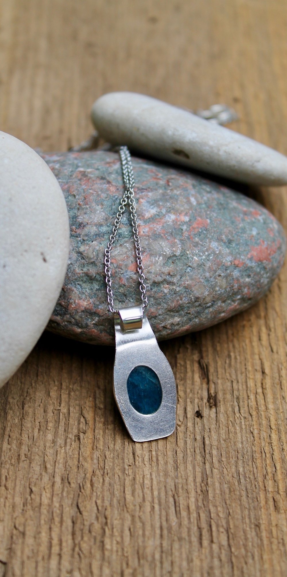 Blue Apatite Square Lariat Necklace with Tassel N95
