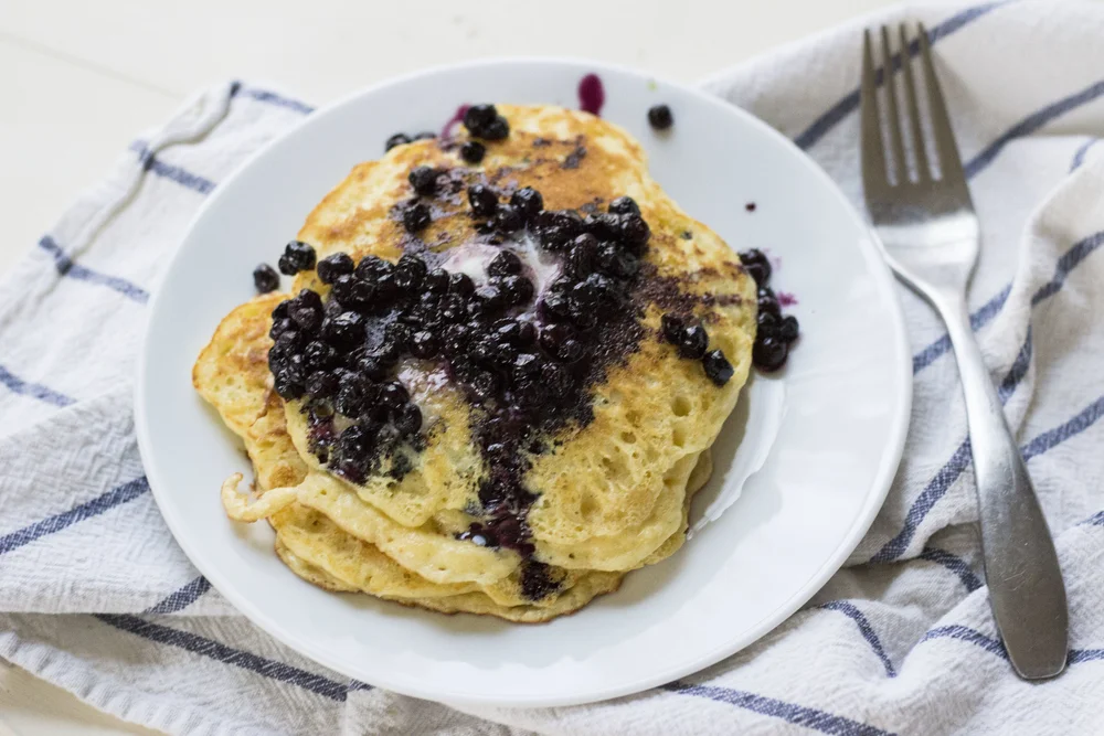 Sour Cream Pancakes With Roasted Blueberries Farm Fresh Foodie