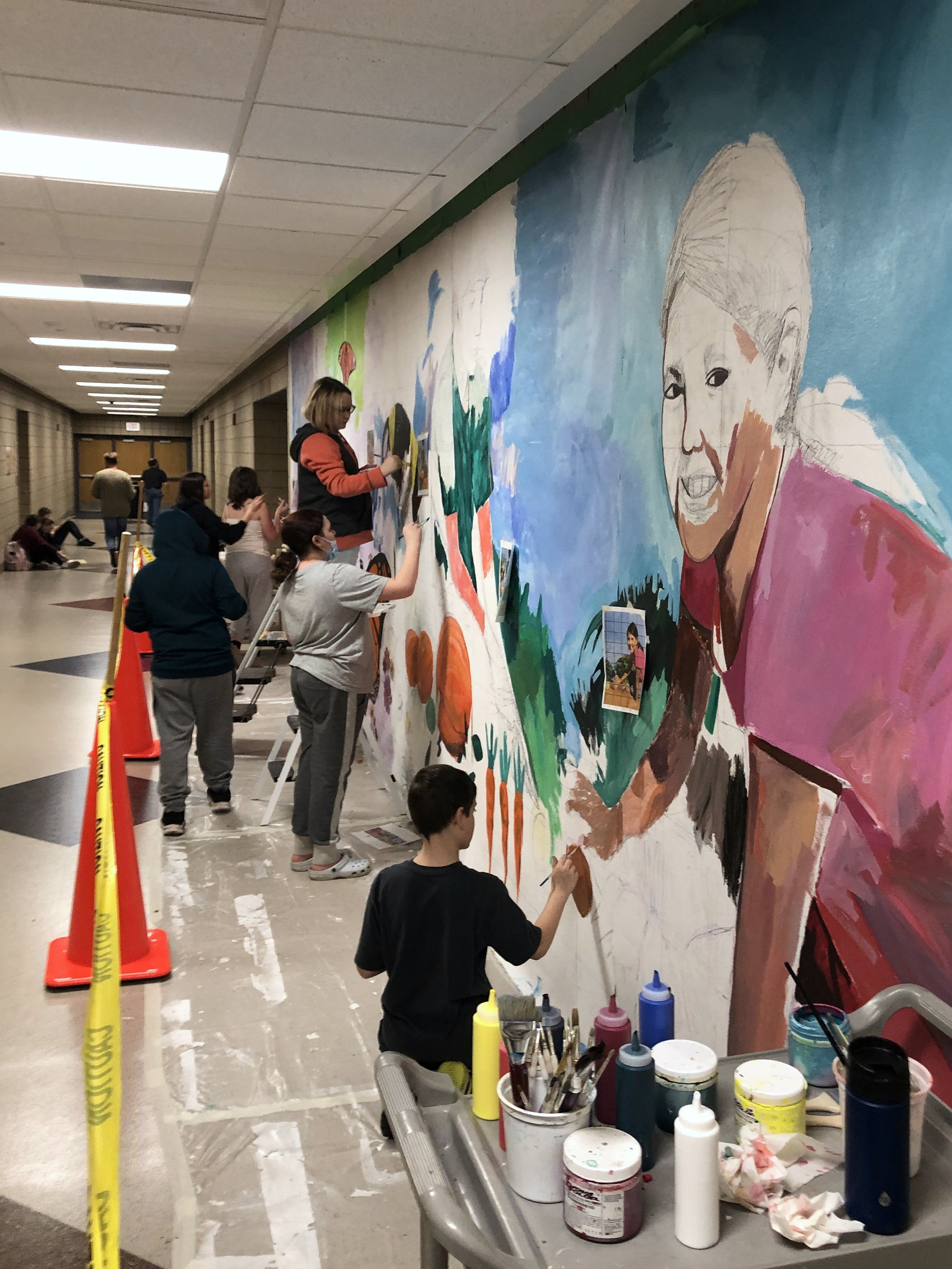 Cloquet Middle School Garden Mural WIP 2