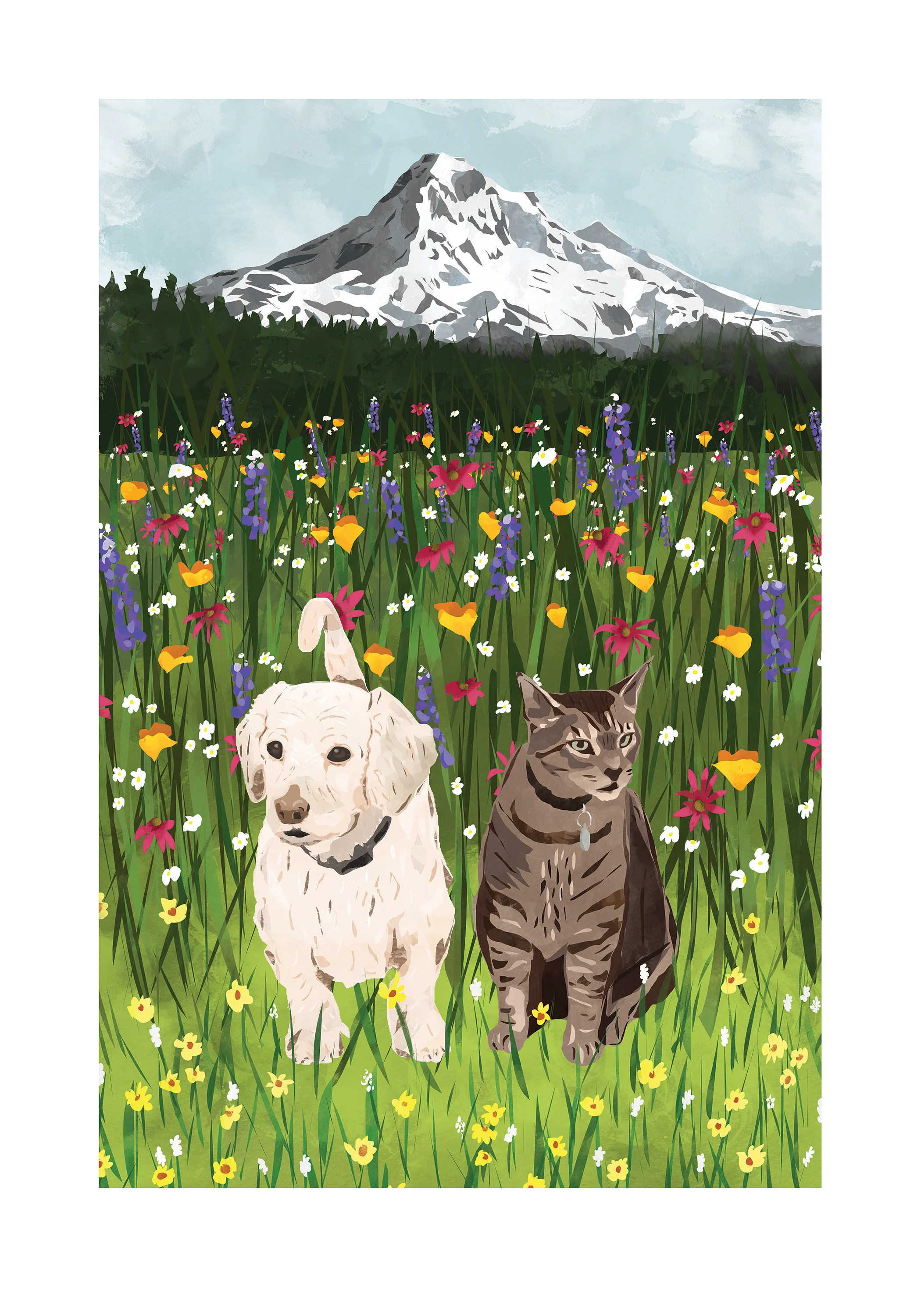 George and Felix Amongst Wildflowers