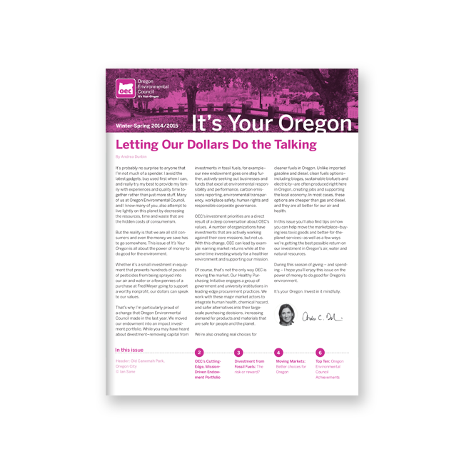 Oregon Environmental Council Newsletter | layout