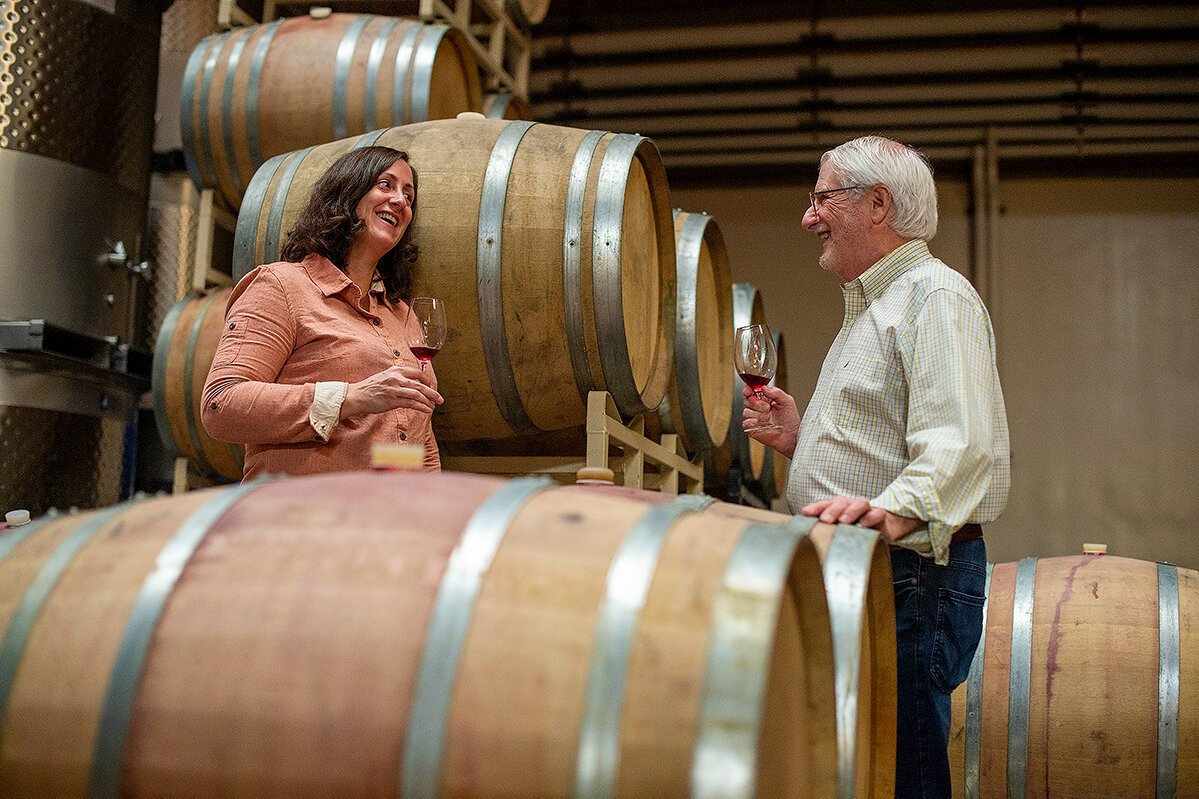 Winemaker, Gina Hennen, with Founder, David Adelsheim
