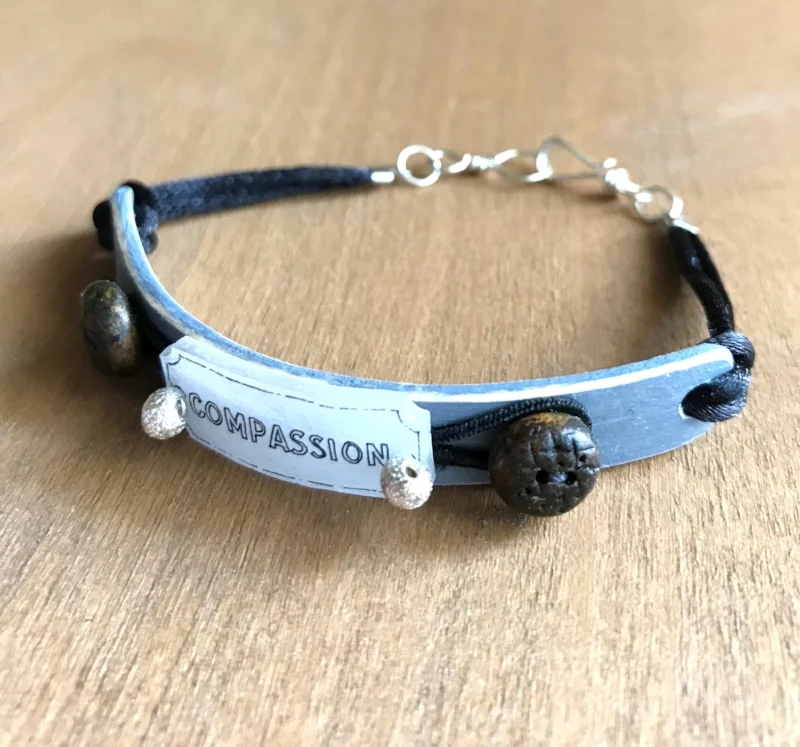 Values Bracelet from the book Crafting Gratitude by Maggie Oman Shannon (Project photo not included in the book. Books contains written instruction only.)