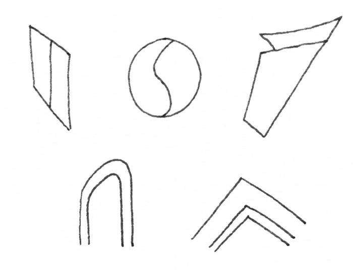 I drew these five motifs on a piece of card to use as a reference.