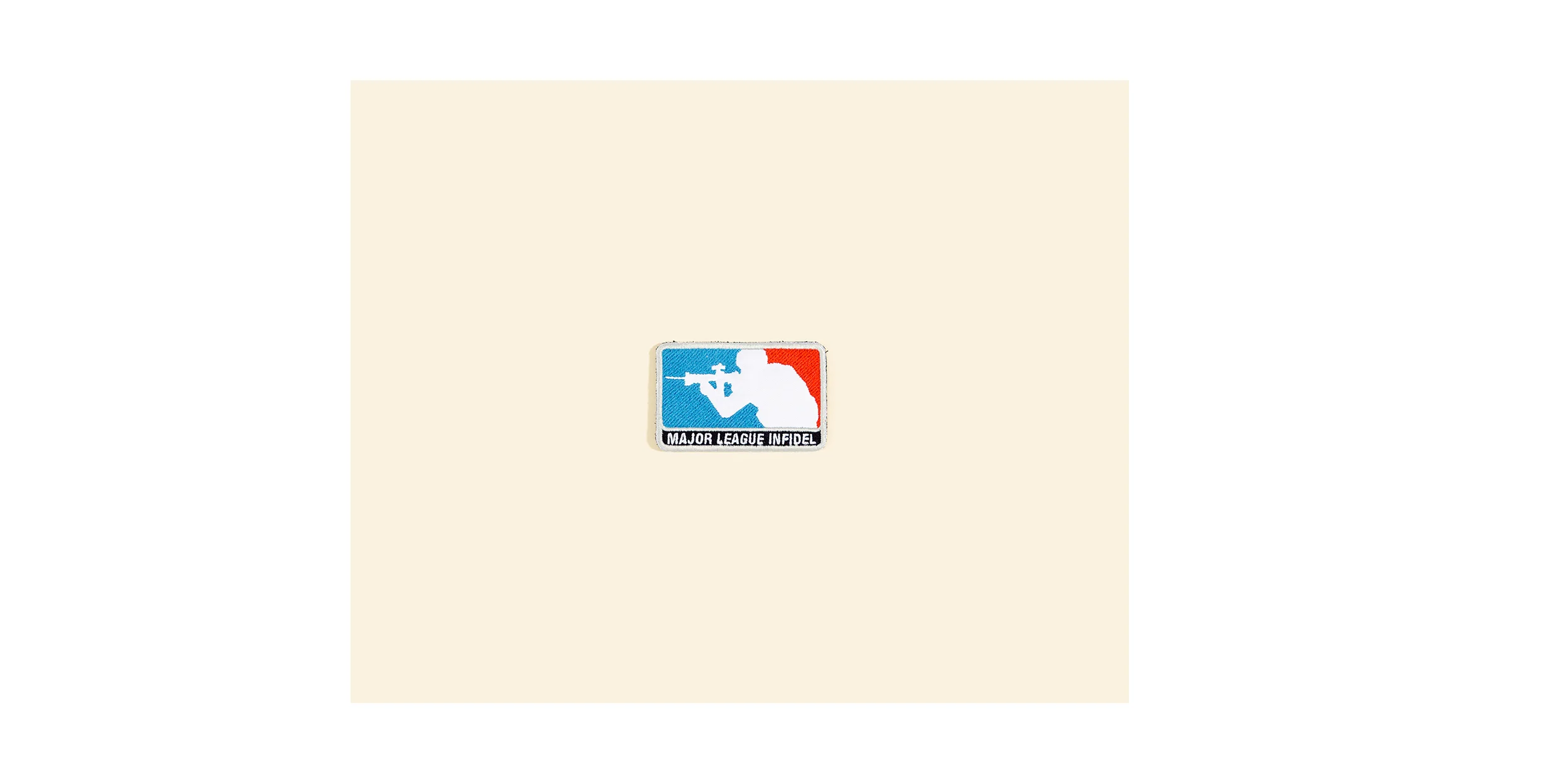 A "Major League Infidel" velcro patch that replicates the Major League Baseball logo was sold in a gift shop at "The Boardwalk", the social center of Kandahar Airfield, which offers Western style cafe's, gift shops, restaurants and sports fields. The patch is often worn on a soldiers sleeve or body armour on the battlefield.