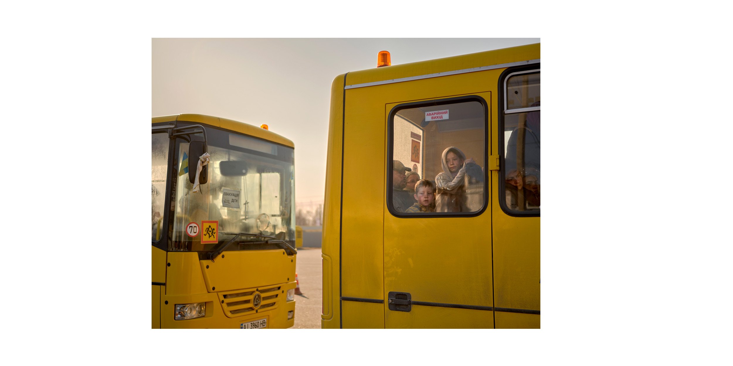  Evacuation buses, Bilohorodka, Ukraine 