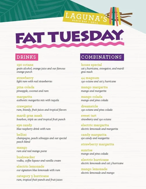 Fat Tuesday — Laguna's Beach Bar + Grill
