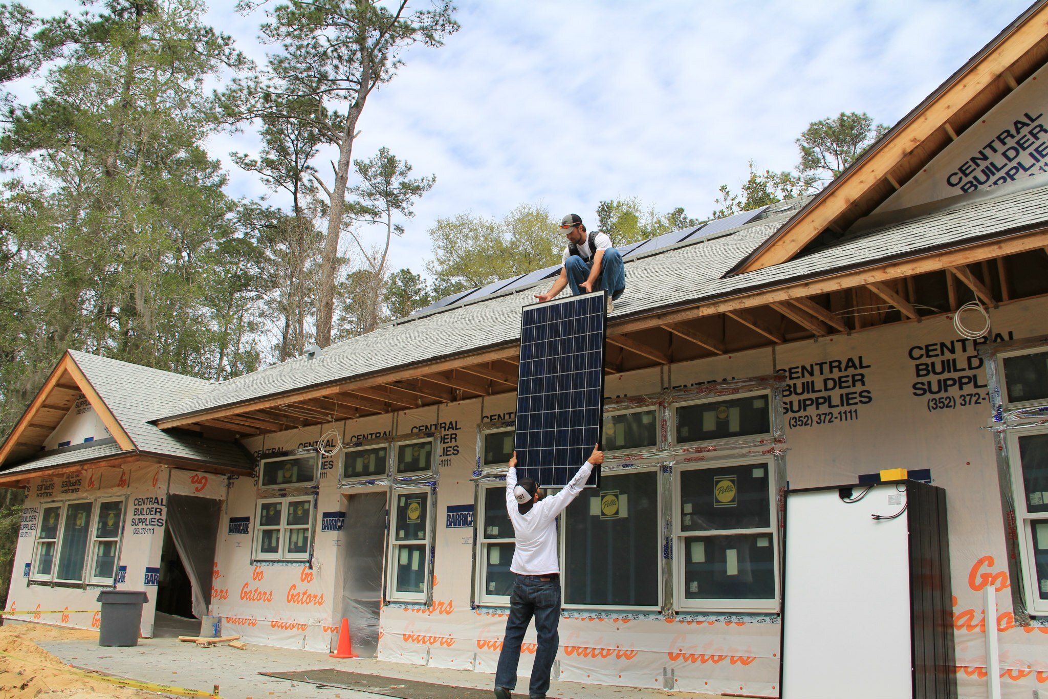 Solar Panels Being Installed on Roof
