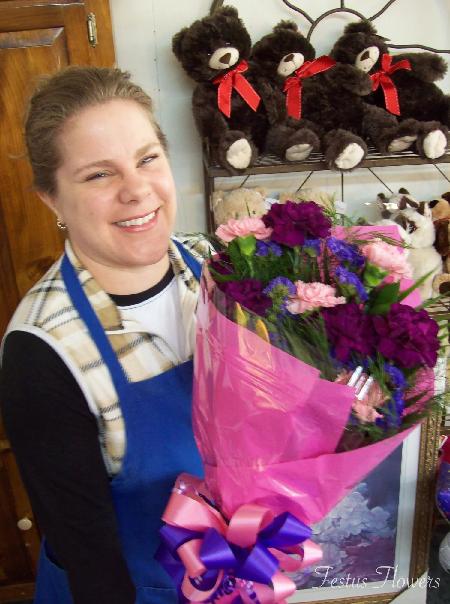 Charlotte with Mixed Take Home Bouquet.jpg