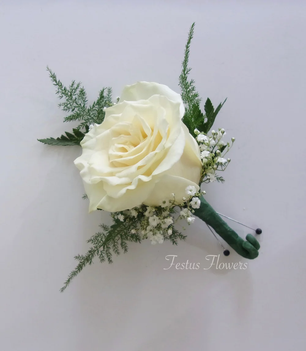 White Rose Boutonniere