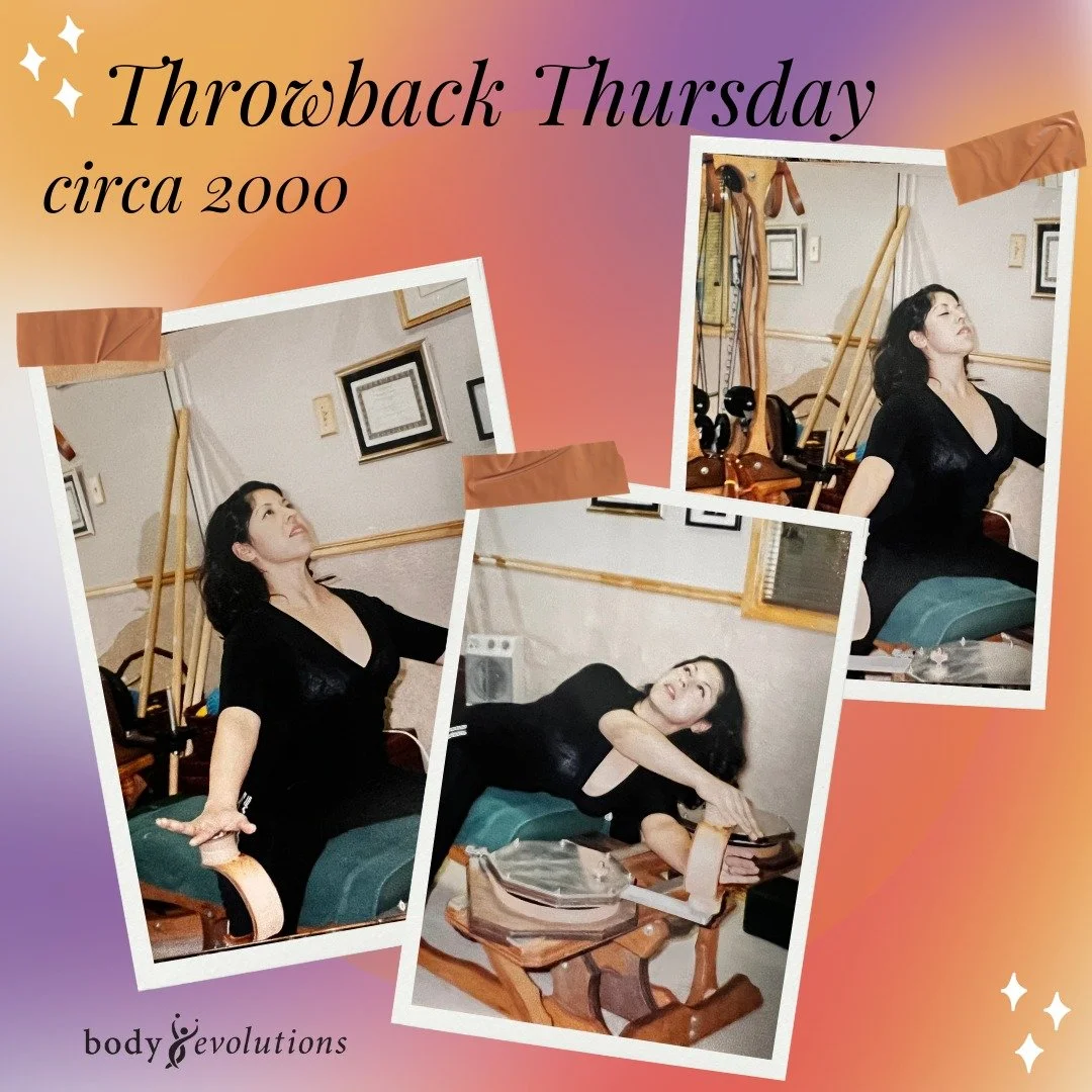 ✨ #ThrowbackThursday ✨
I recently came across these 4x6 photos of myself working out on the Gyrotonic tower. They were tucked away in my closet and I couldn&rsquo;t resist photographing them with my iPhone and bringing them into the present. These pr
