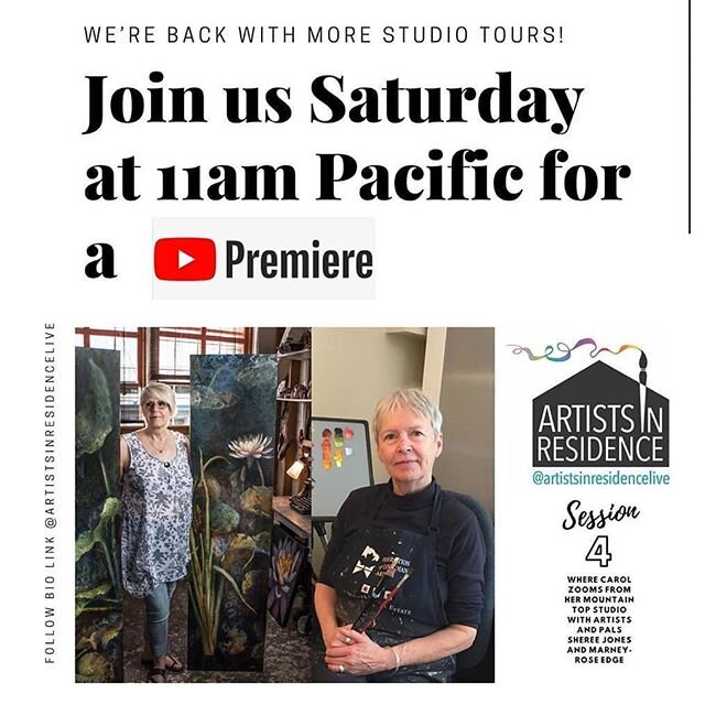 Reposted from @artistsinresidencelive Our very own @shereejonesfineart and @edgefineart join Carol to share their amazing spaces and talk about adjustments to art making, teaching and learning in the time of #Covid.  Join us for a premiere and a live