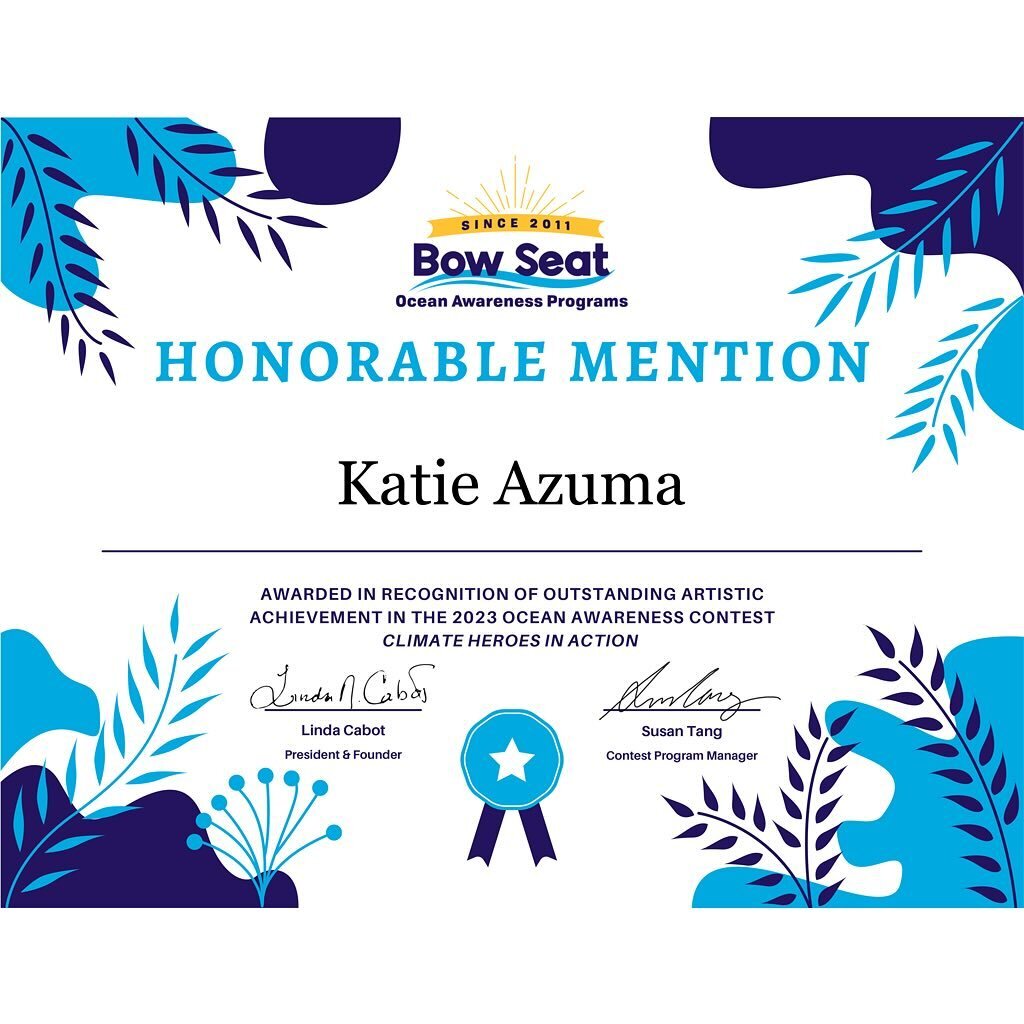 🌊 Warning the Public with Peter Kalmus, Scientist Rebellion
Bow Seat 2023 Ocean Awareness Contest Winners are here!

🎉
Congratulations to Katie for winning the Honorable Mention!

#spaceinartstudio #bowseat #oceanawareness #contest #contestwinner #