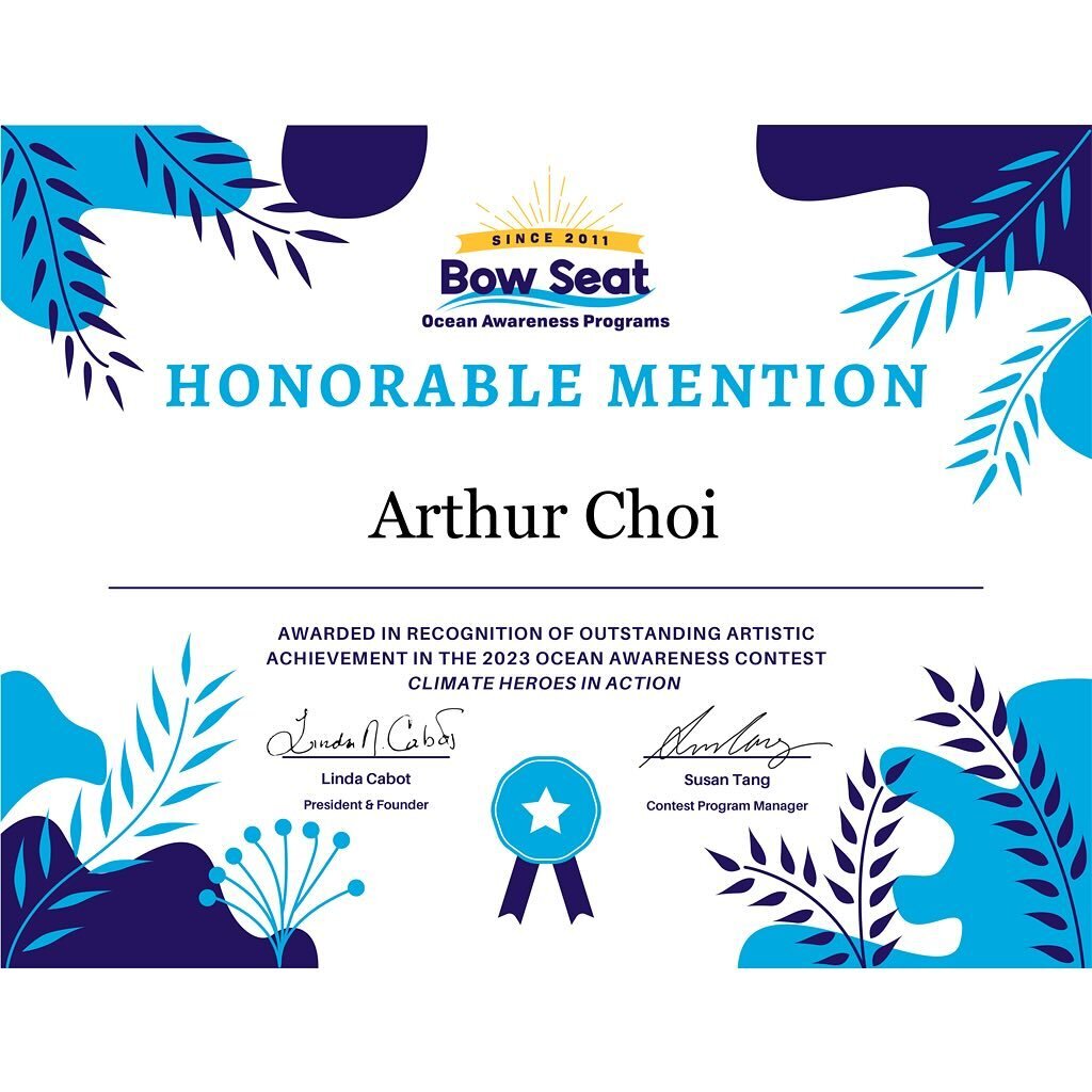 🌊 Teaching and Doing with Goran N&rsquo;diaye, Kaydara School Farm
Bow Seat 2023 Ocean Awareness Contest Winners are here!

🎉
Congratulations to Arthur for winning the Honorable Mention!

#spaceinartstudio #bowseat #oceanawareness #contest #contest