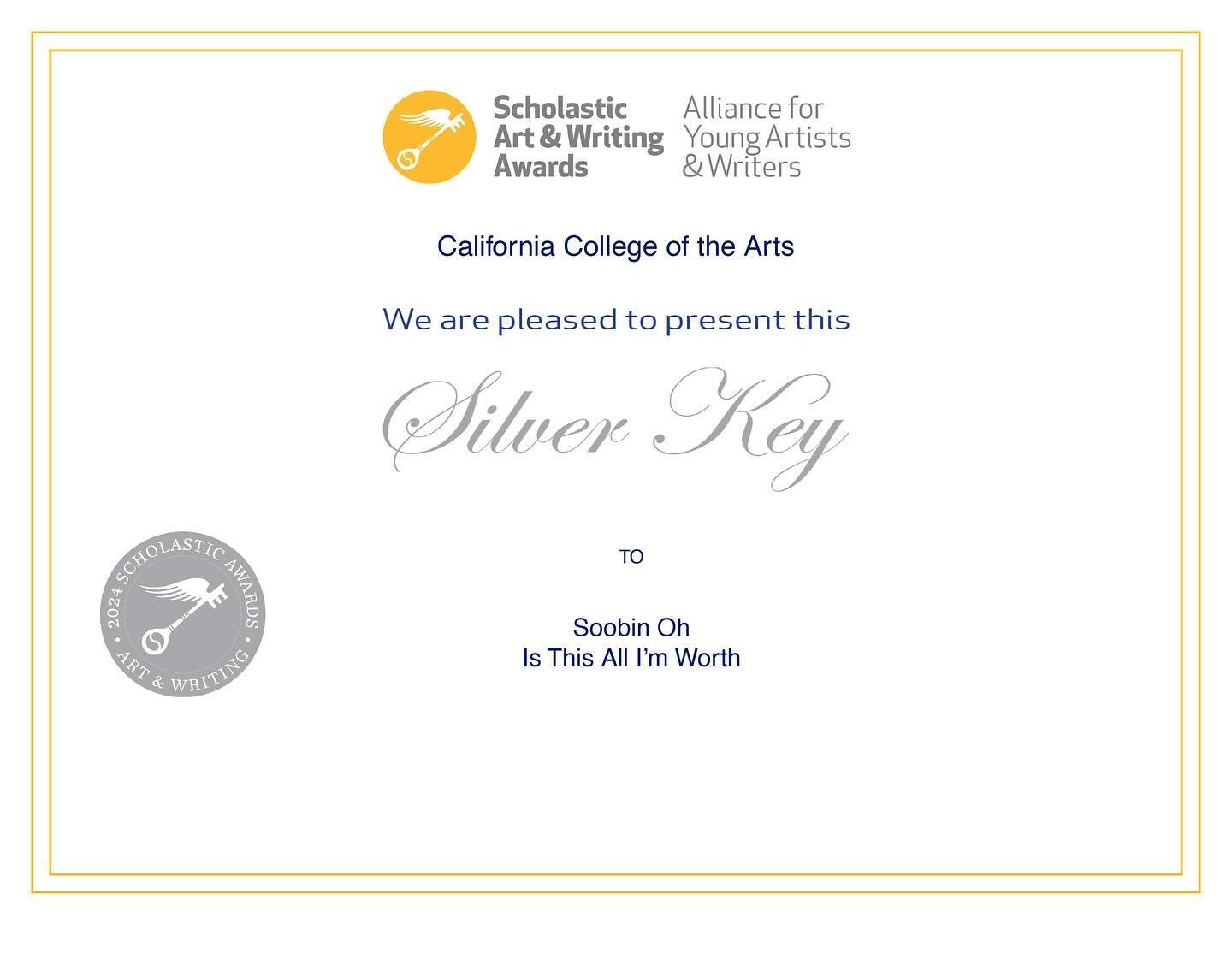 2024 Scholastic Art Awards WINNERS are here! 👏 🎉
Congratulations Soobin for winning the Silver Key this year! 
You are one amazing young artist 🧑&zwj;🎨🩵!!!