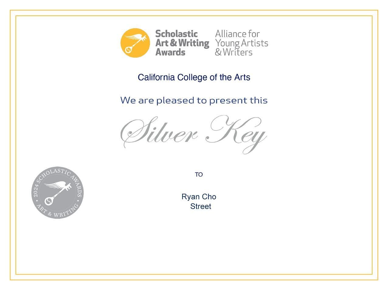 2024 Scholastic Art Awards WINNERS are here! 👏 🎉
Congratulations Ryan for winning the Silver Key and Honorable Mention Awards this year! 
You are one amazing young artist 🧑&zwj;🎨🩵!!!