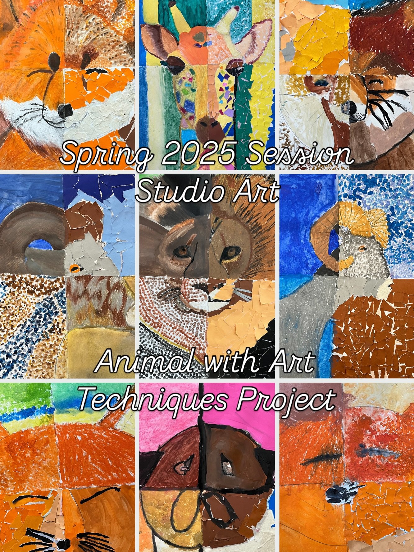 Collection of student works from &ldquo;Animals with Art Techniques&rdquo; project 🖼️ 

Students explored various art techniques by using a wonderful mix of art materials along with their choice of animals during this creative project. Can you guess