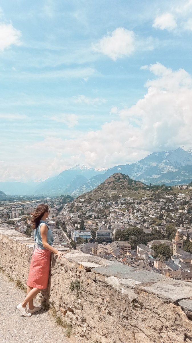From hilltop Basilique de Valere you can see the town of Sion below. #travel #travelblog #Switzerland #Castle #swisscastle