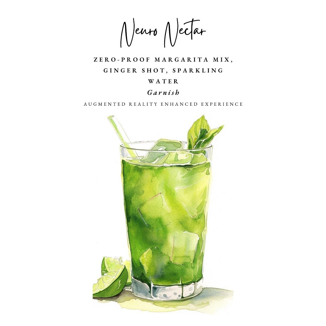 Neuro Nectar:

- Margarita mocktail mix 
- Ginger Shot
- Sparkling water 

This Margarita Mocktail Mix, was part of a custom kit for a science institute&rsquo;s guest welcome gift. The kit included a mocktail mix, ginger shot and sparkling water.

We