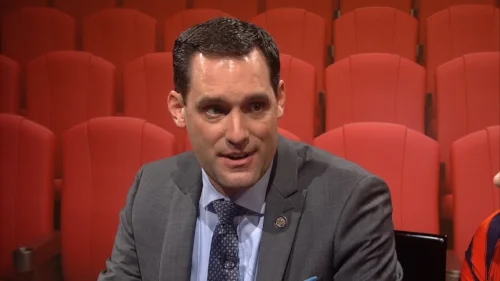 Meyer speaking on a UNCTV program, Front Row w/ Marc Rotterman