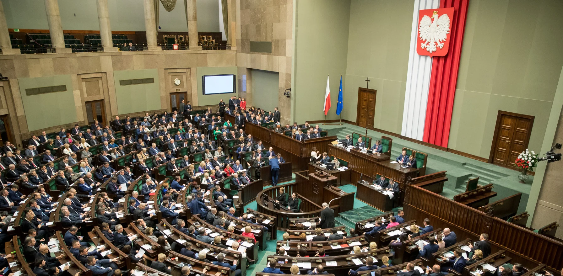 The Sejm, the lower house of Poland’s parliament, in session this January ( source )