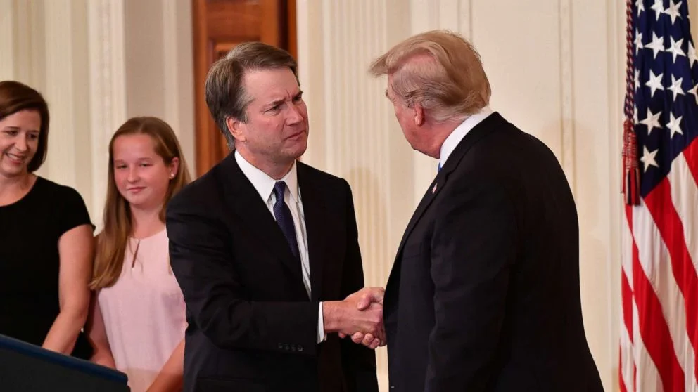 President Trump shaking hands with Brett Kavanaugh, his nominee to the Supreme Court ( source )