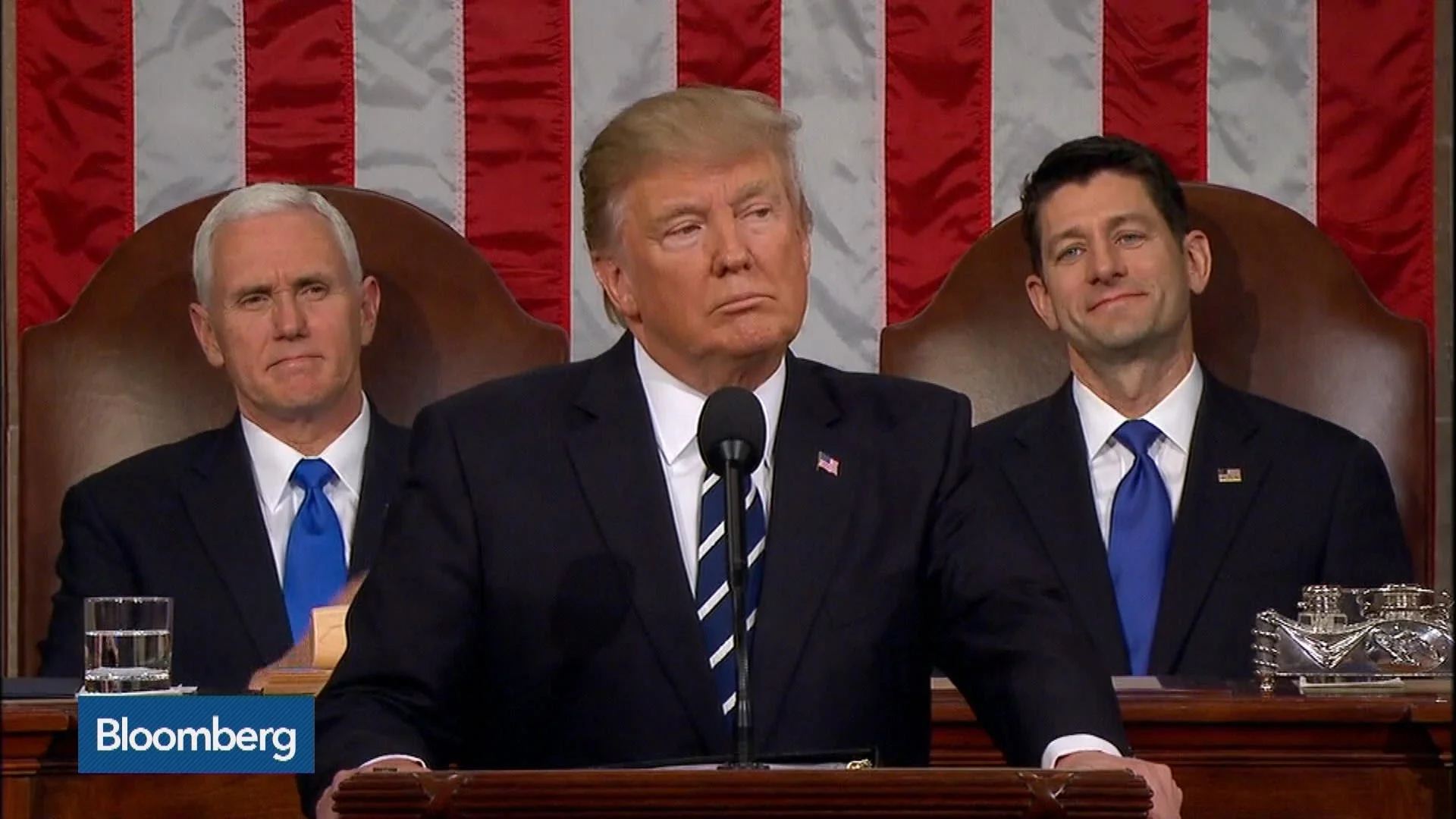 The President during his first address to Congress, one of many speeches in which he promised to “drain the swamp” ( Image )